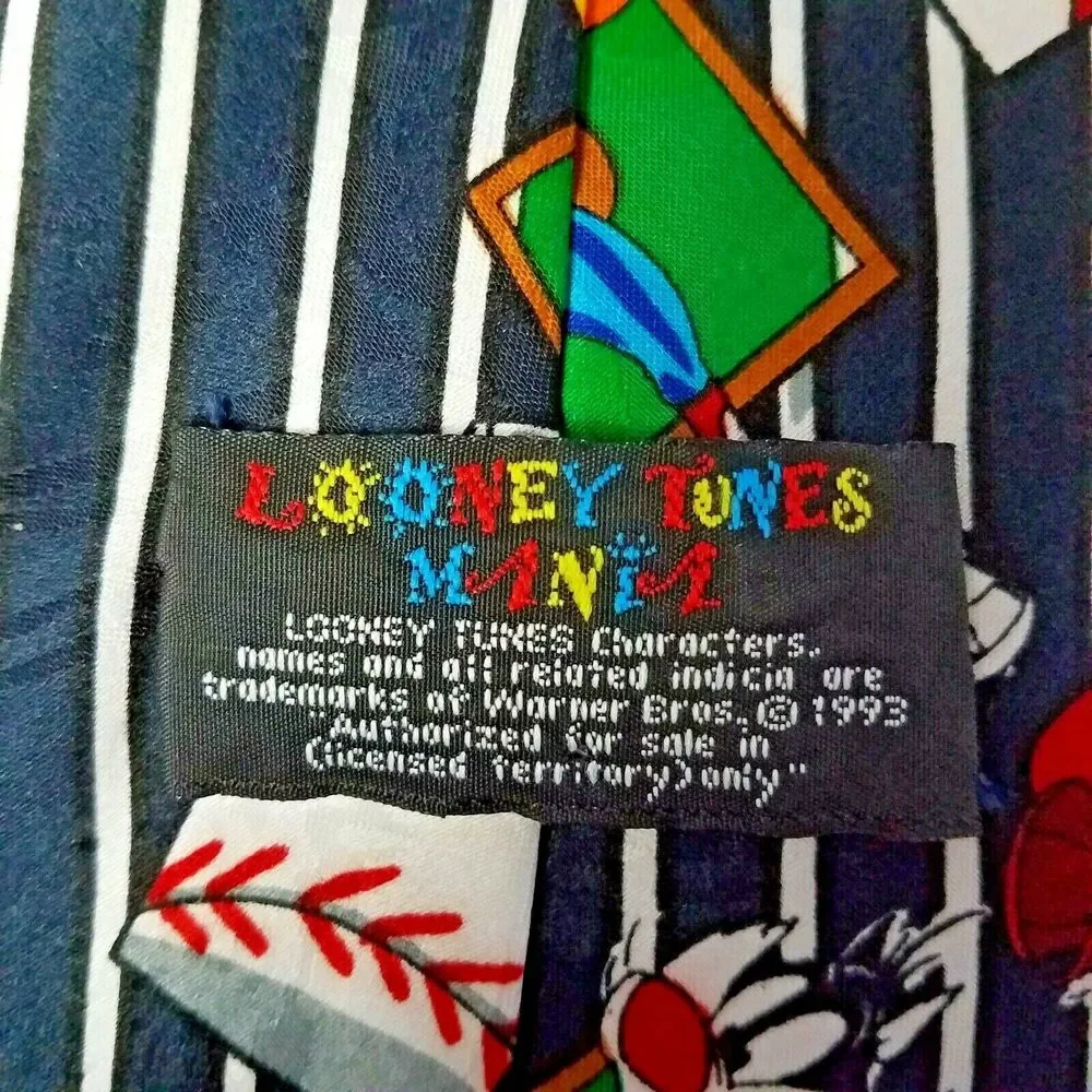 Looney Tunes Mania Baseball Tie 1993 Vintage Bugs Bunny